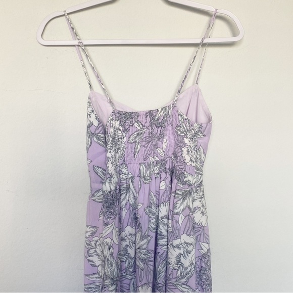Bardot Ibiza Floral Midi Dress Tie Front Cutout Spring Boho Lavender Purple Sz 4 - Picture 9 of 11